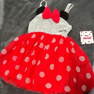 Disney Minnie Mouse Red and Gray Polka Dot Dress